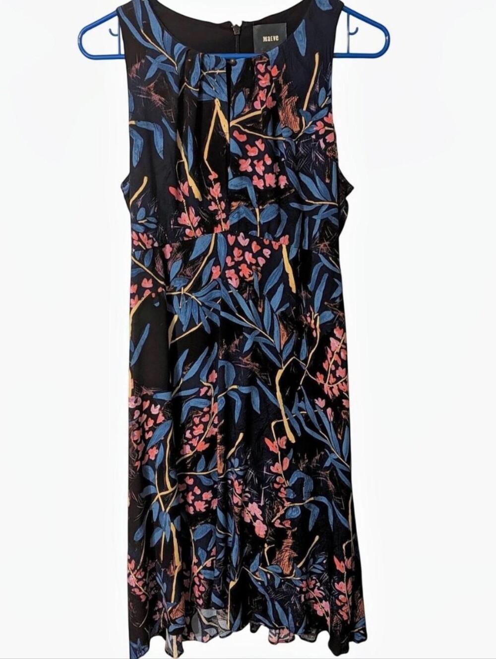 Maeve A-line Dress Floral On Black, Size 4